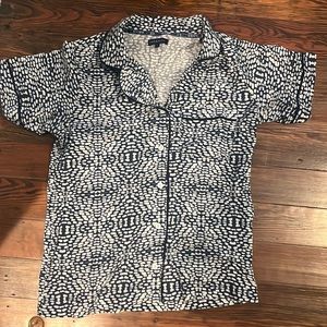 Katie Kime blue & white pattern pajama top